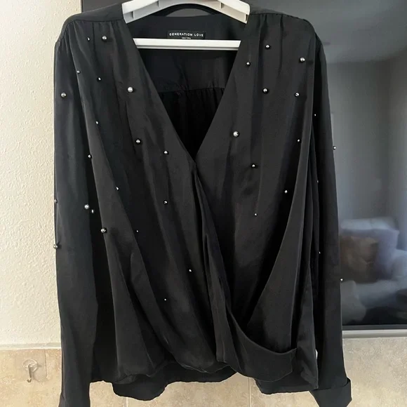 Generation Love Black Pearl-Embellished Women's Top - Picture 4 of 4